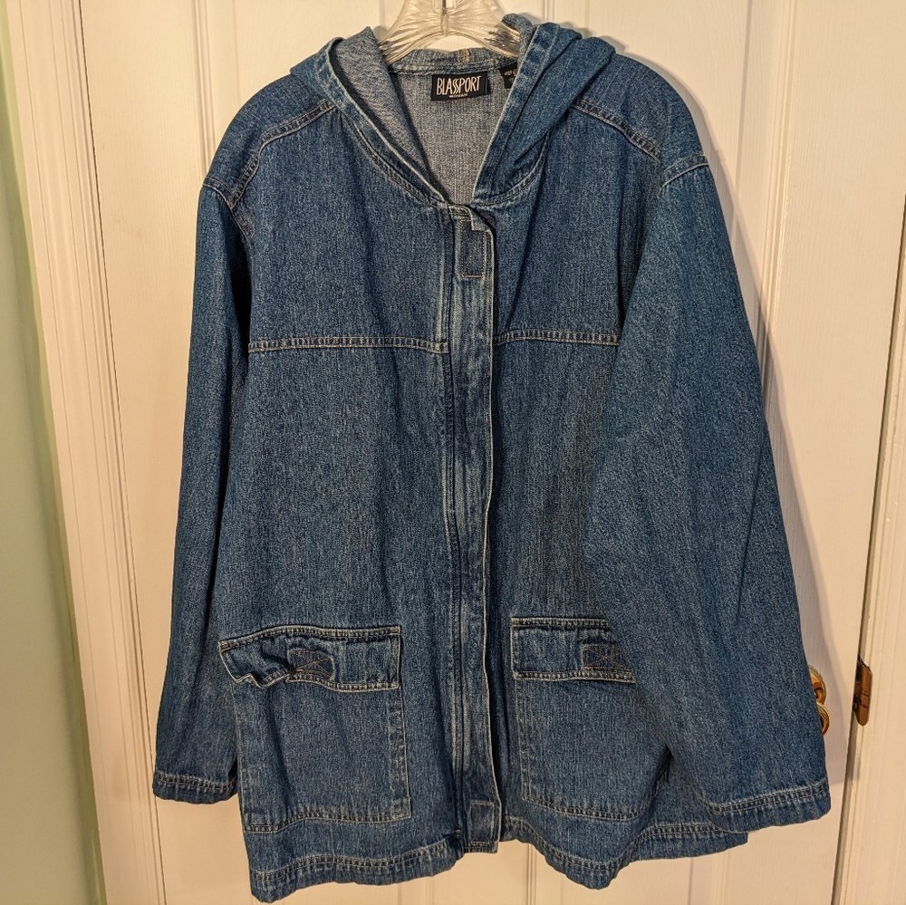 Vintage 90s Blassport Bill Blass denim utility jacket 2x